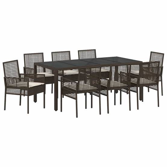 ComfortXL - Table et chaises de jardin 8 places en polyrotin marron avec plateau en verre pour repas – ComfortXL Outdoor Living - Image 2