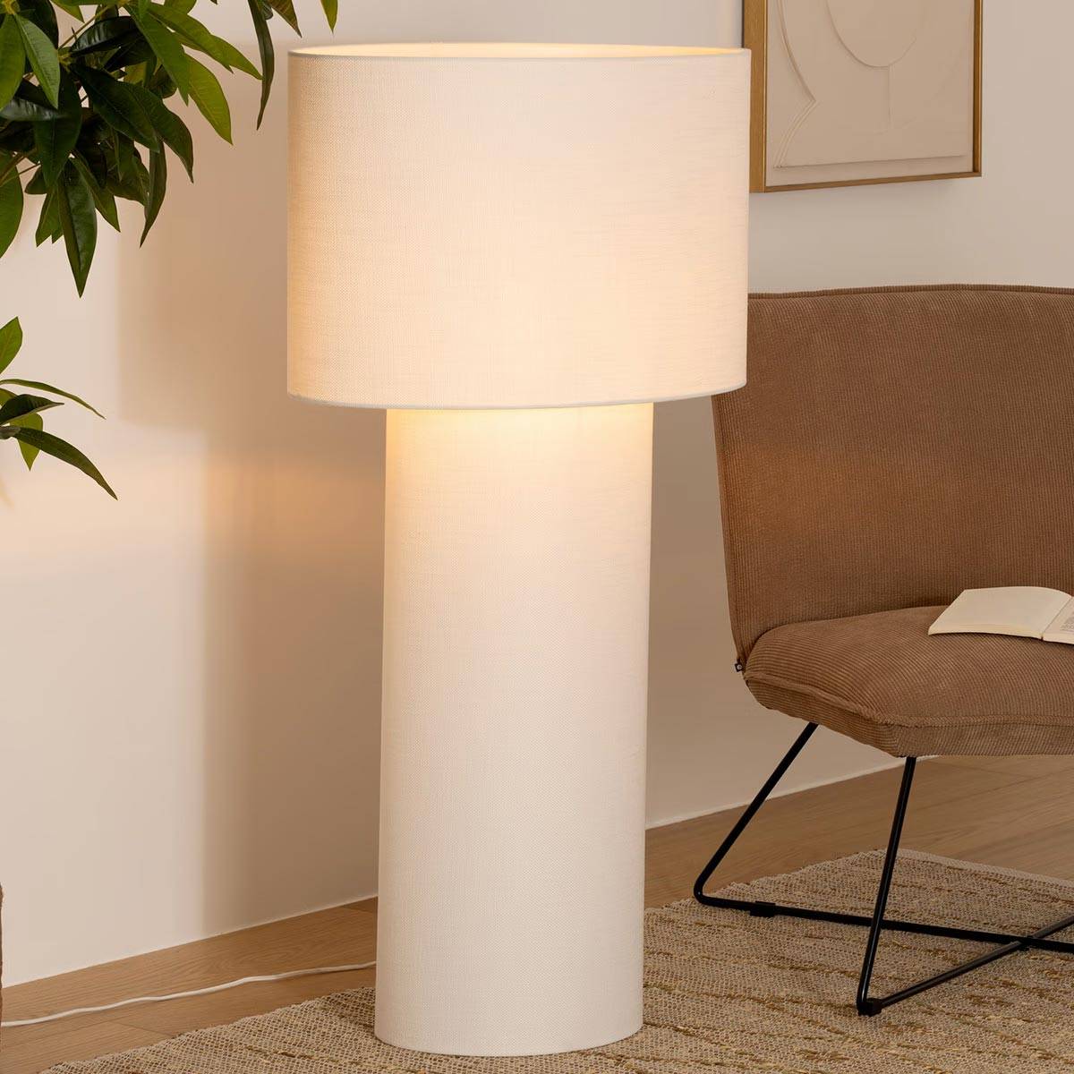 Lampadaire en Tissu "Eira" 115cm Blanc - Image 5