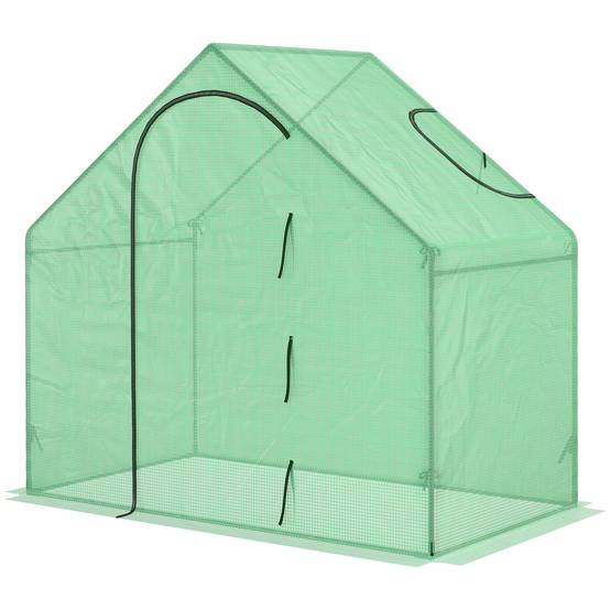Serre de Jardin PE 180 x 100 x 168 cm, Structure en Acier, Bâche Renforcée, Porte Zippée Enroulable, pour Légumes, Plantes et Semis, Vert - Image 2