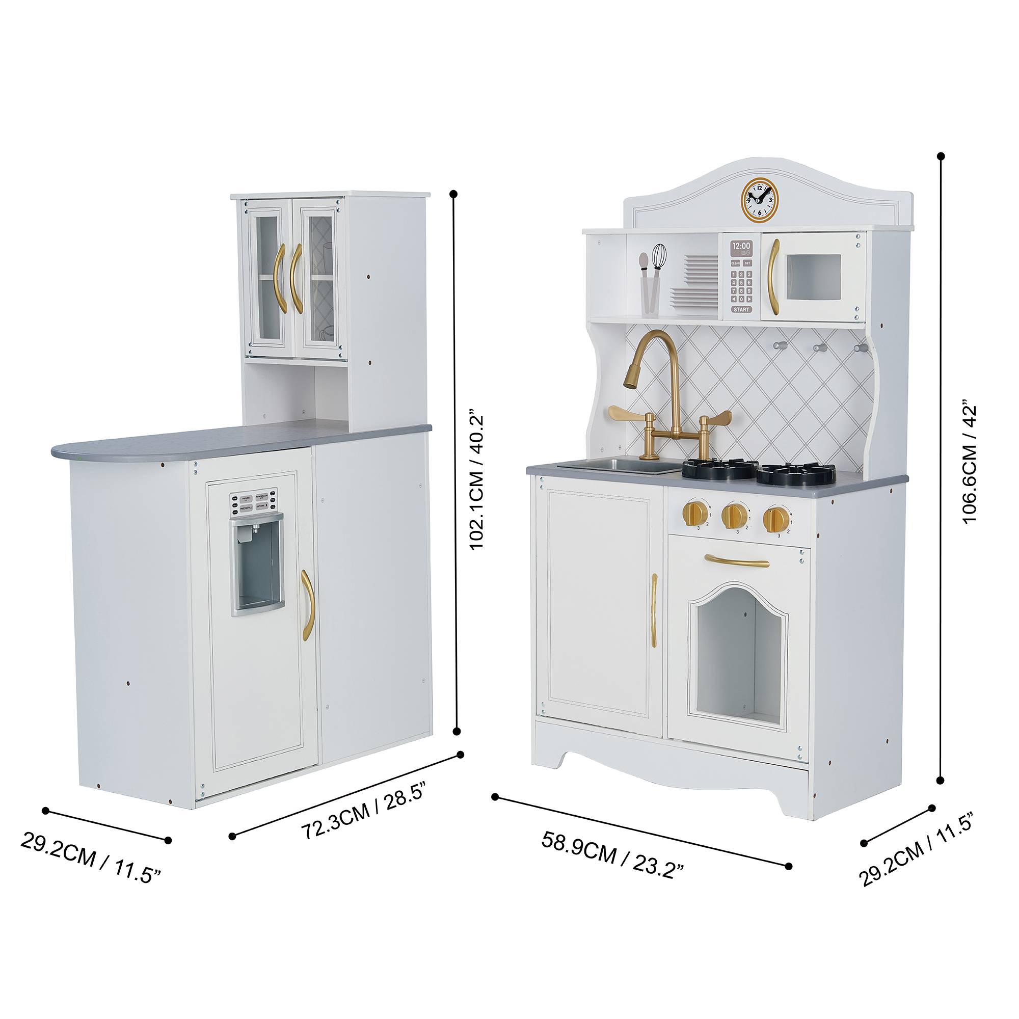 Cuisine en bois pour enfants 106.7 cm, Blanc Teamson Kids - Image 2