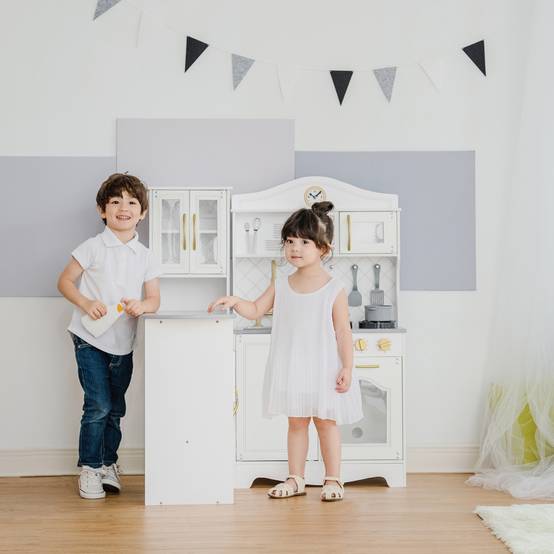 Cuisine en bois pour enfants 106.7 cm, Blanc Teamson Kids - Image 3