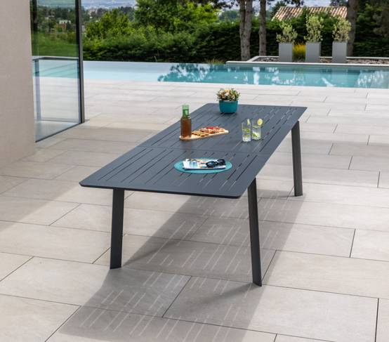 Ensemble table et chaises de jardin 8 places Gris Anthracite NAIROBI GRIS - Image 2