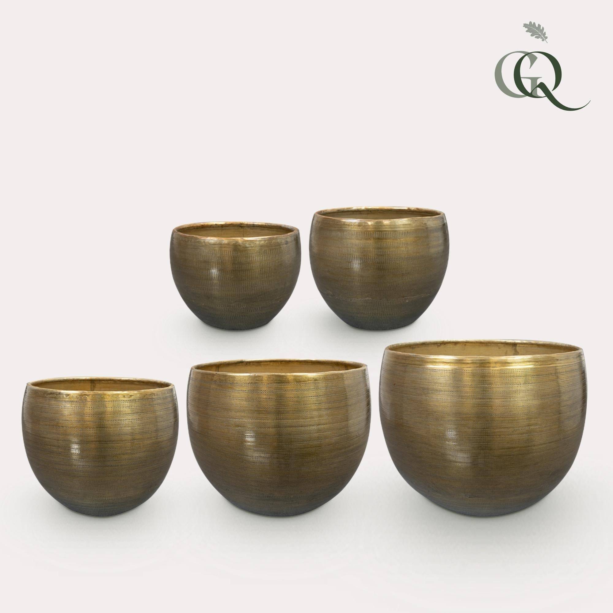 Set 5 pots en aluminium Rowen doré- La Green Touch - Image 1