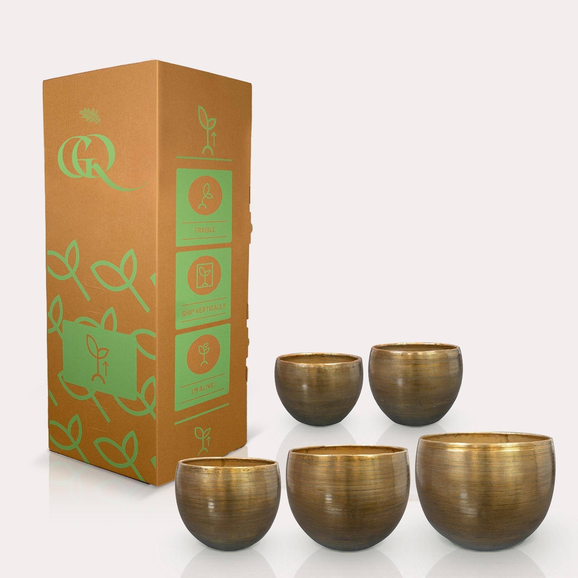 Set 5 pots en aluminium Rowen doré- La Green Touch - Image 5