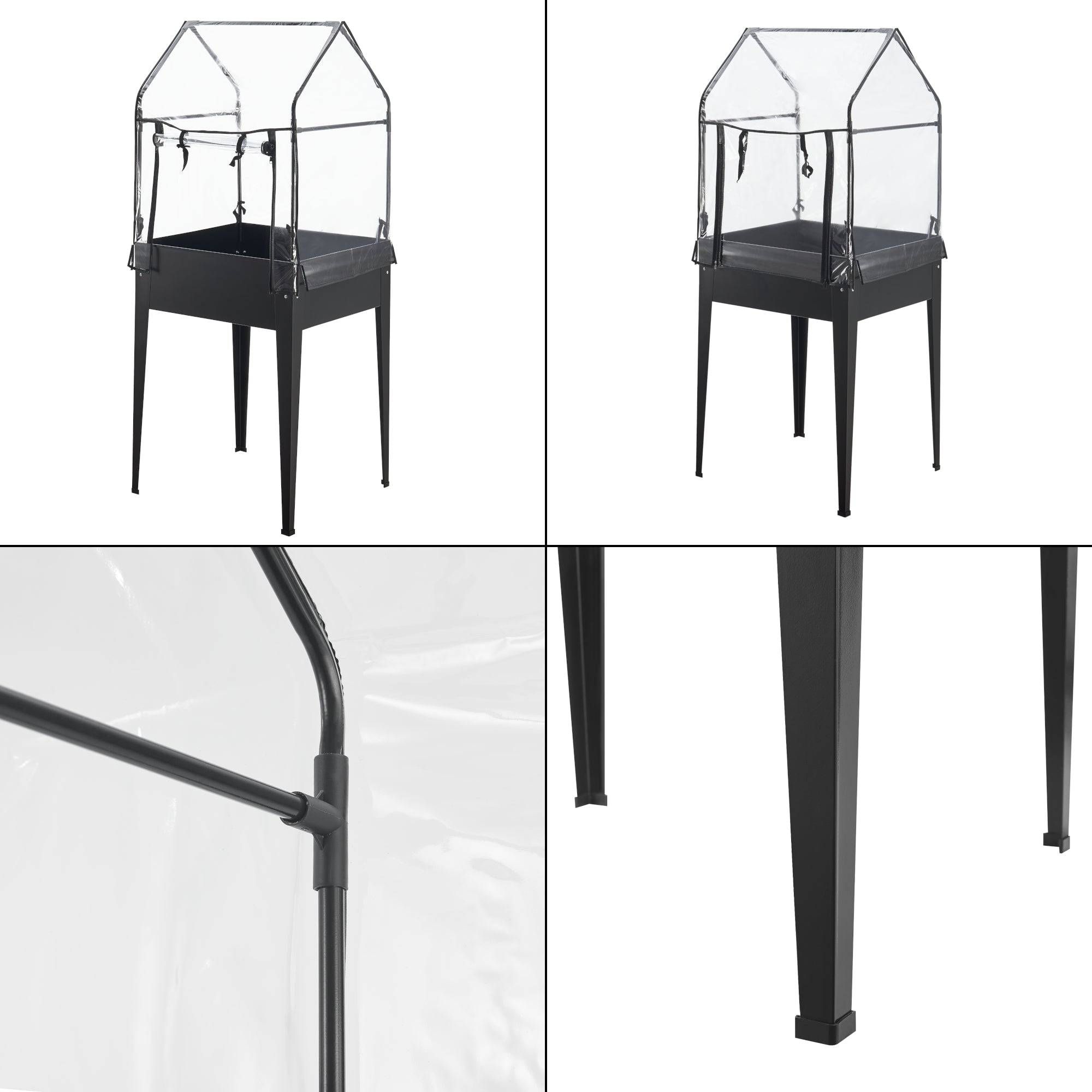 Potager surélevé à hauteur ergonomique en acier et PVC 60 x 60 x 152 cm anthracite - Image 5