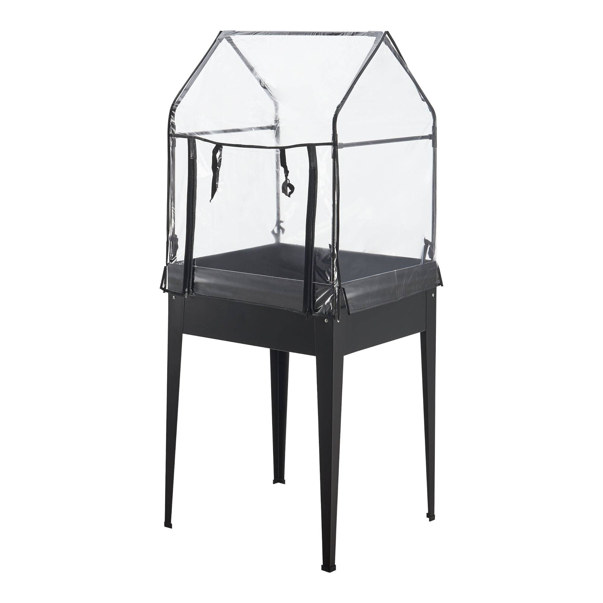Potager surélevé à hauteur ergonomique en acier et PVC 60 x 60 x 152 cm anthracite - Image 1