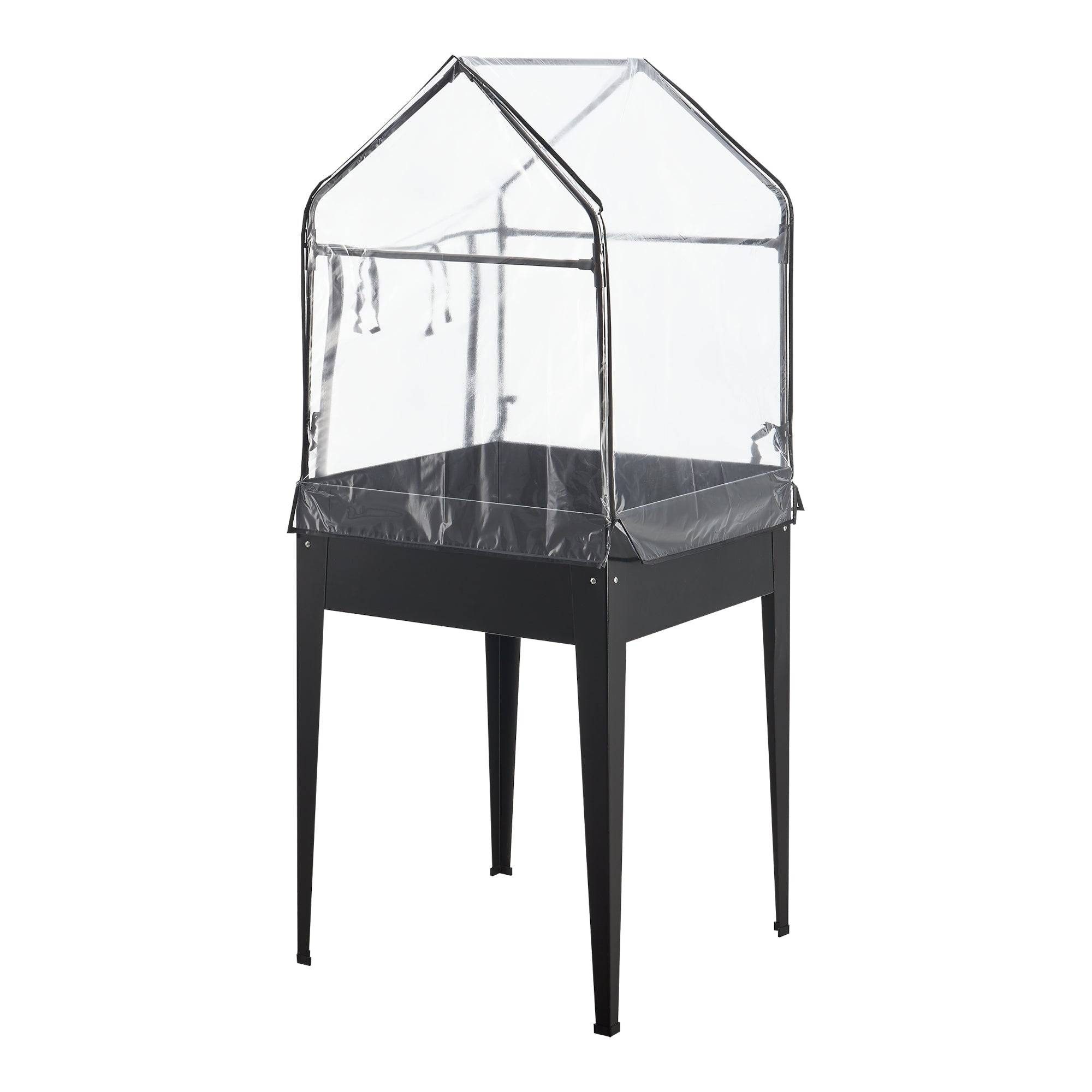 Potager surélevé à hauteur ergonomique en acier et PVC 60 x 60 x 152 cm anthracite - Image 4
