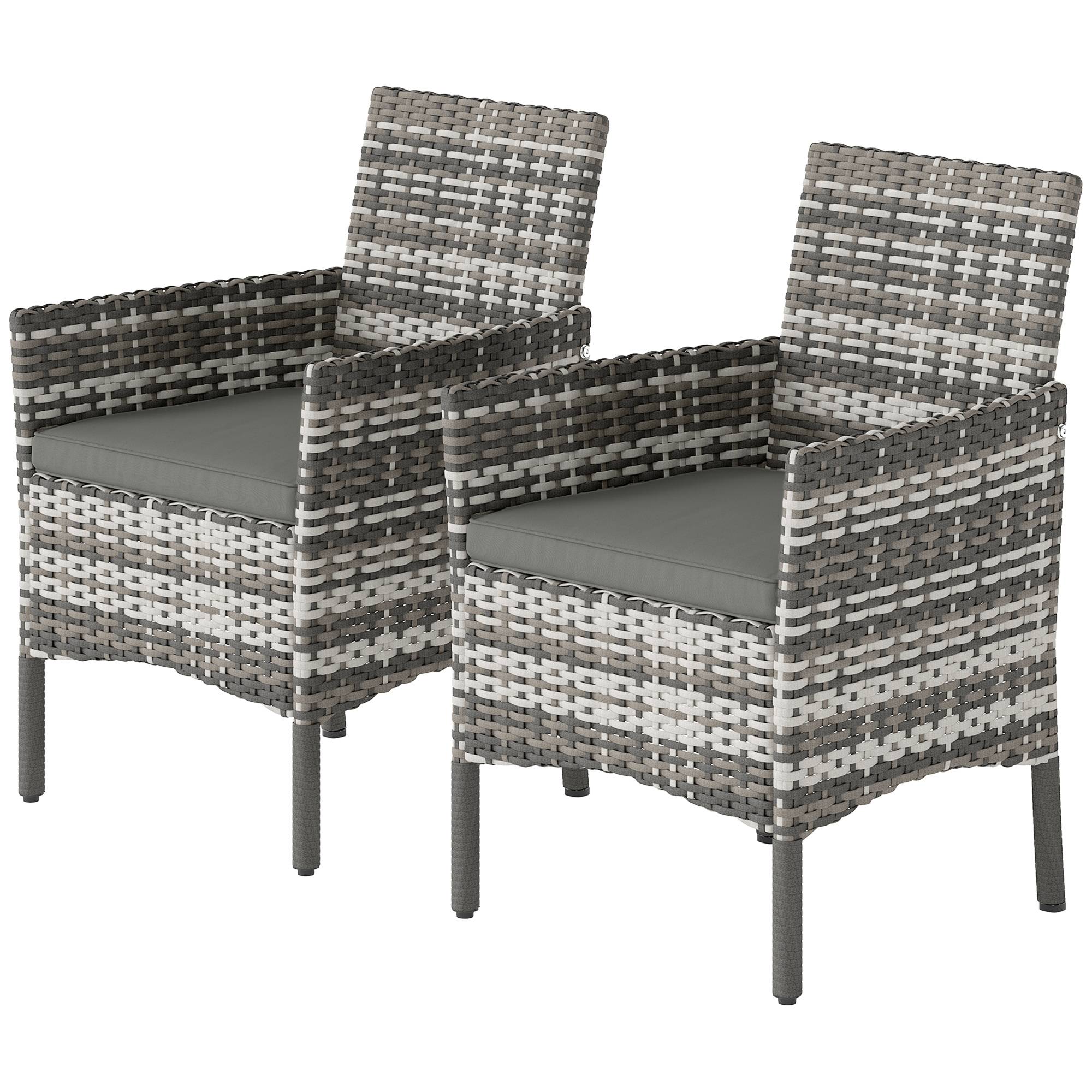Lot de 2 Chaises de Jardin Résine Tressée Balcon Dossier Ergonomique Gris - ComfortXL Outdoor Living - Image 2