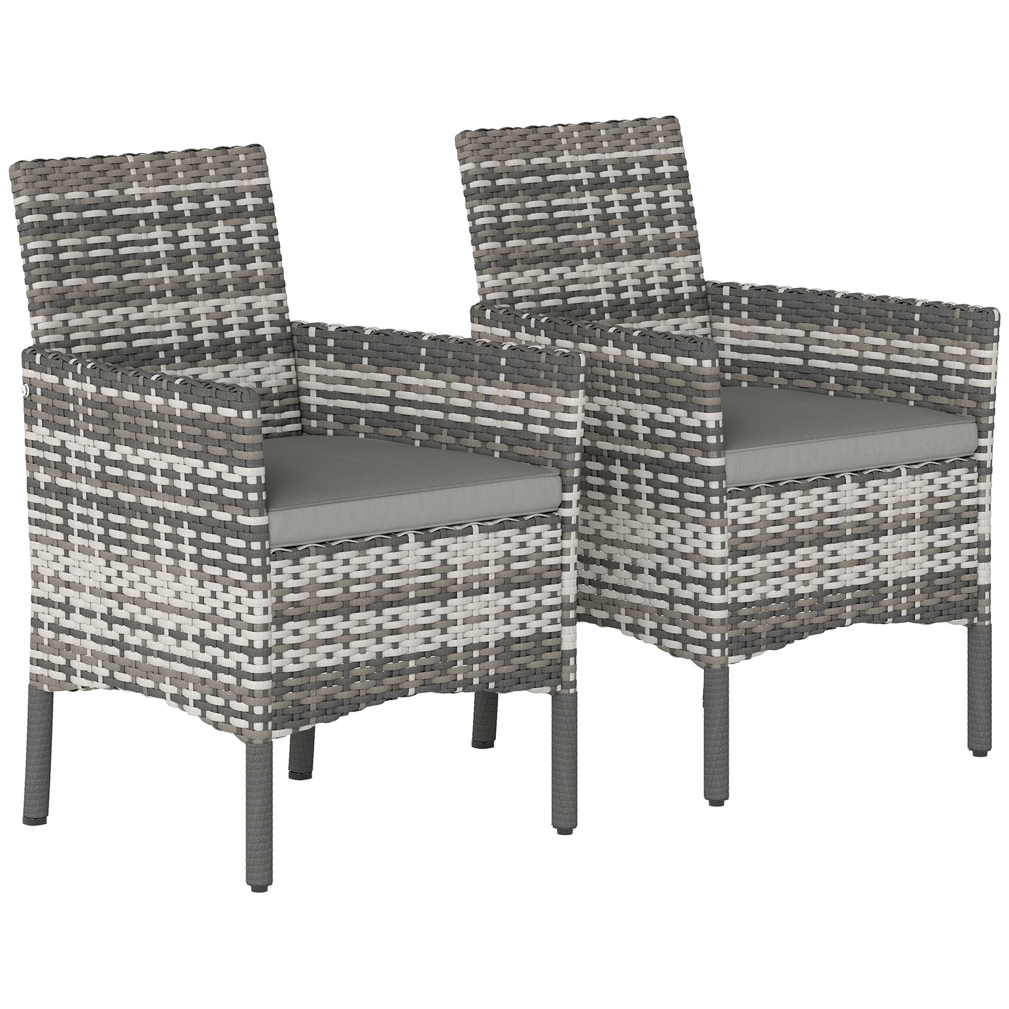 Lot de 2 Chaises de Jardin Résine Tressée Balcon Dossier Ergonomique Gris - ComfortXL Outdoor Living - Image 1
