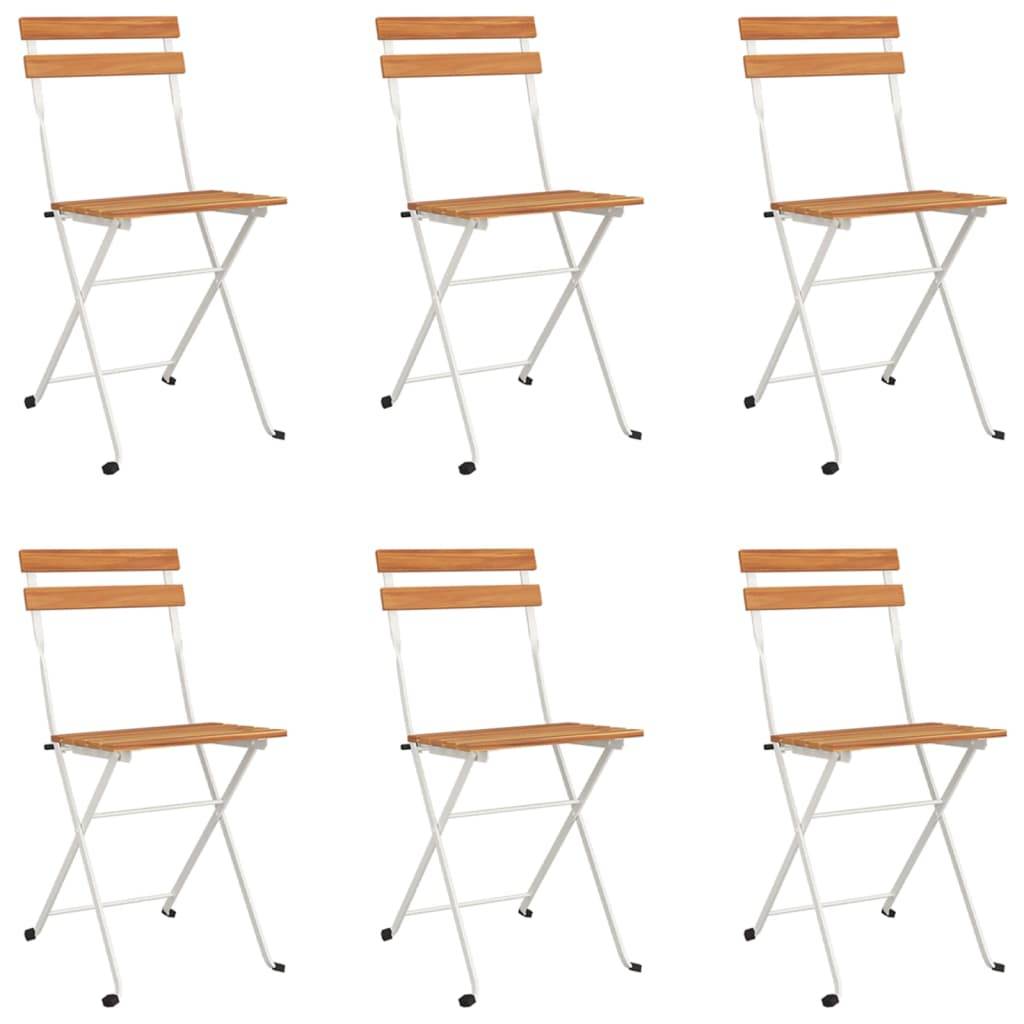 Helloshop26 - Ensemble de bistro jardin meuble extérieur terrasse pliable 7 pièces bois d'acacia solide et acier - Image 2