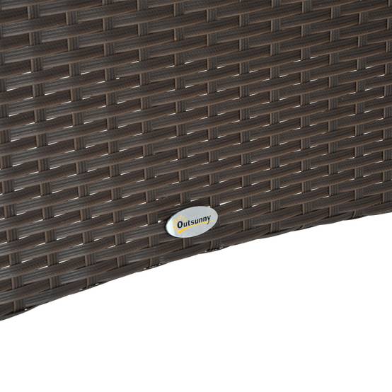 ComfortXL - Table de jardin en résine tressée métal 150 x 85 x 74 cm marron noir pour terrasse plateau verre sécurité - Image 8
