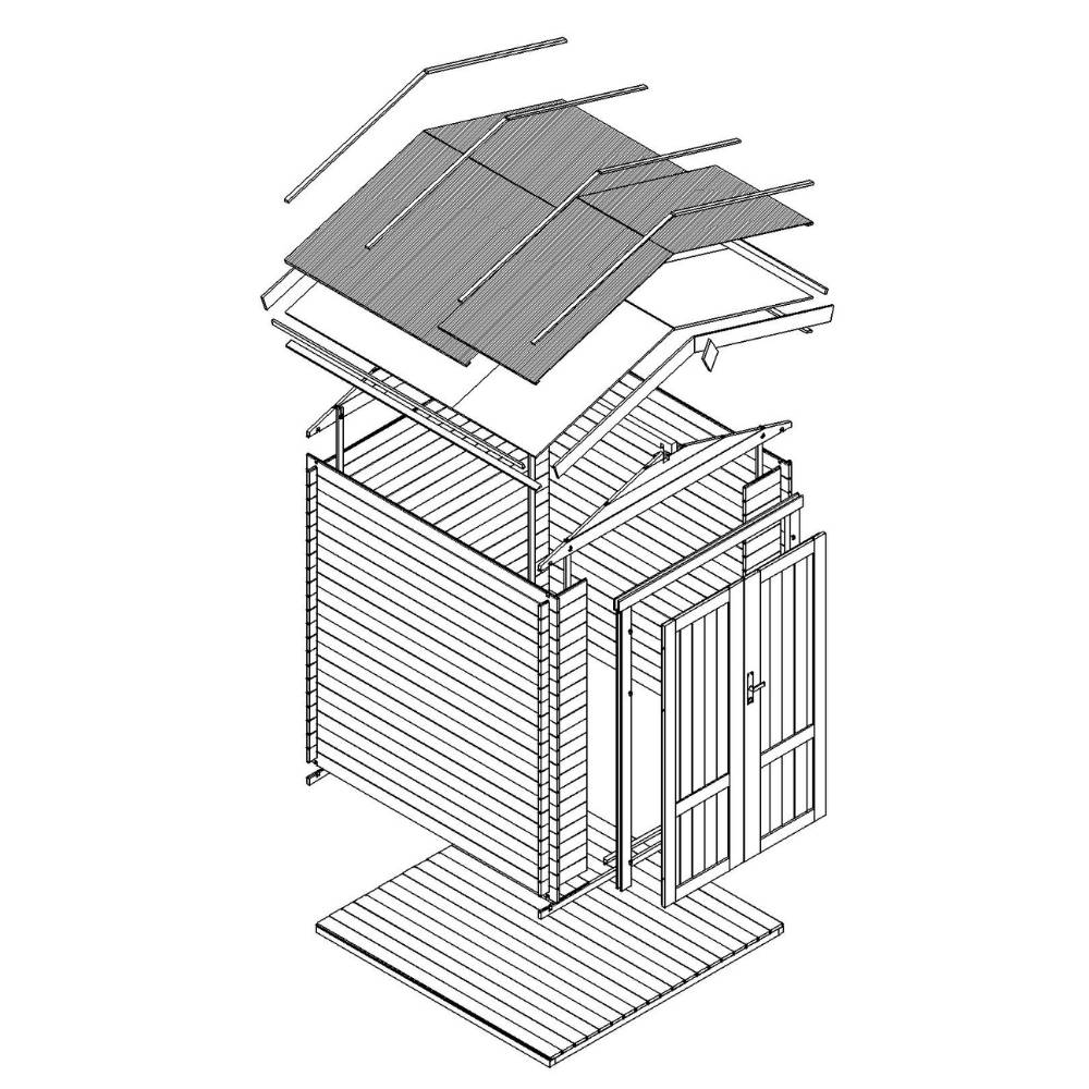 Timbela - Abri de jardin en bois I196xL136xH218 cm / 1.98 m² avec sol traité - Petit abri à outils, Local à vélos - 19 mm d’épaisseur - Timbela M367F1+M367G - Image 7