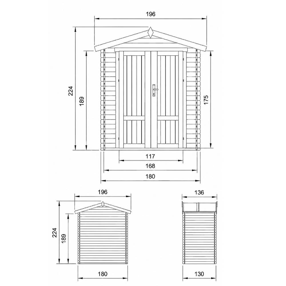 Timbela - Abri de jardin en bois I196xL136xH218 cm / 1.98 m² avec sol traité - Petit abri à outils, Local à vélos - 19 mm d’épaisseur - Timbela M367F1+M367G - Image 5