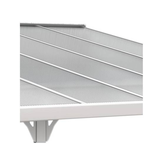 Pergola adossée aluminium blanc 9,57 m² toiture polycarbonate anti-UV kit ancrage X-Metal - Image 4