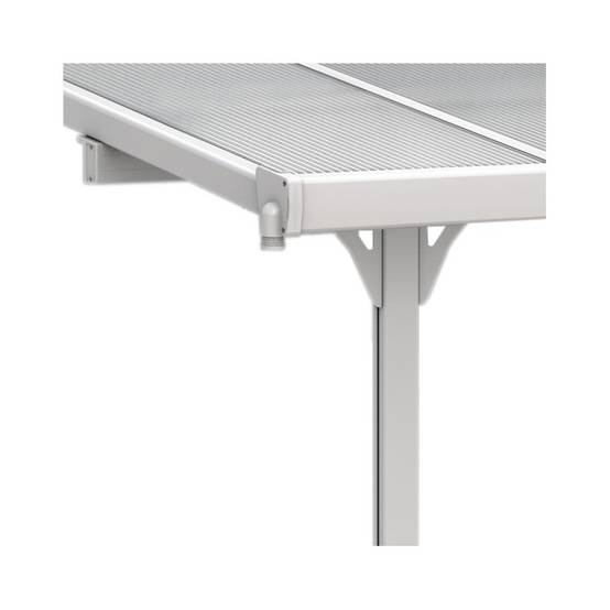 Pergola adossée aluminium blanc 9,57 m² toiture polycarbonate anti-UV kit ancrage X-Metal - Image 6