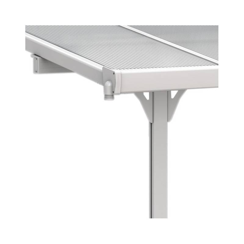Pergola adossée aluminium blanc 9,57 m² toiture polycarbonate anti-UV kit ancrage X-Metal - Image 6
