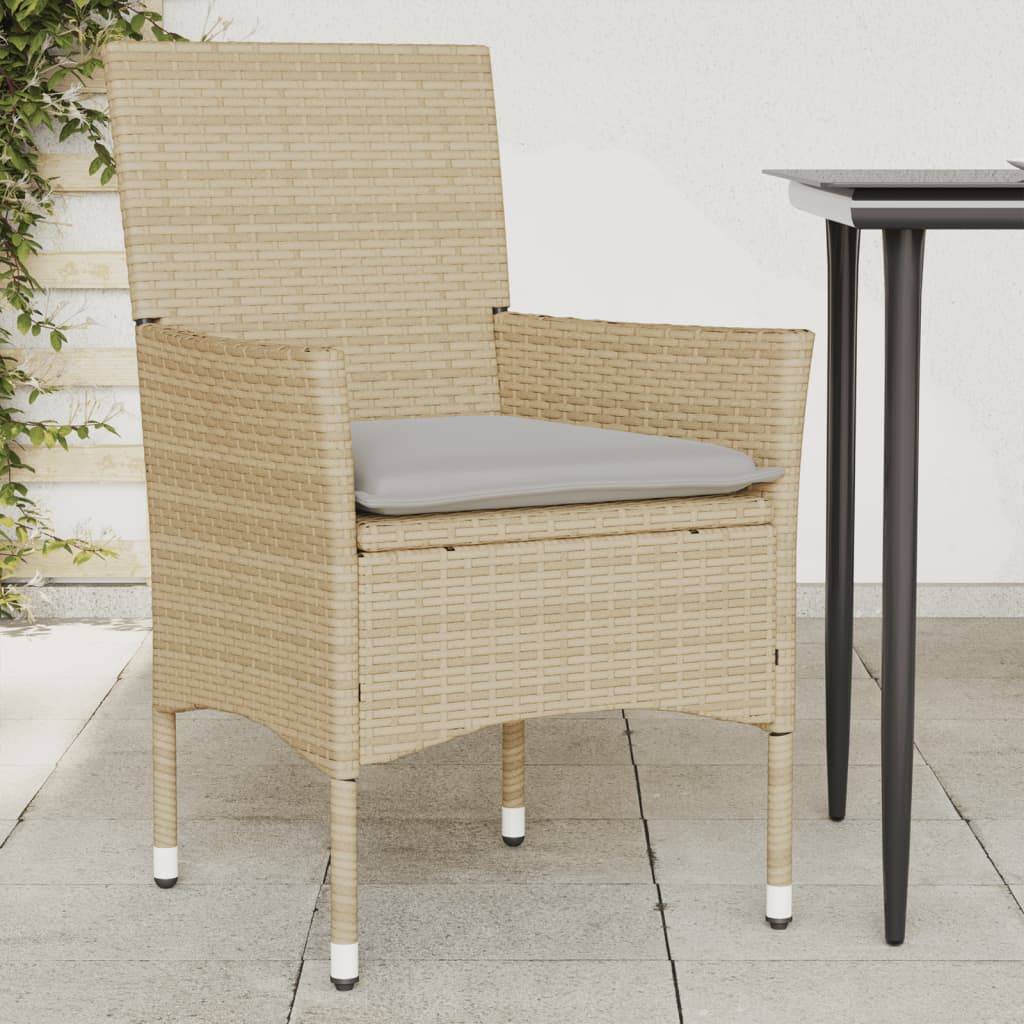 Lot de 2 Fauteuils de Repas Résine Tressée avec Coussins pour Table de Jardin Beige – ComfortXL Outdoor Living - Image 1