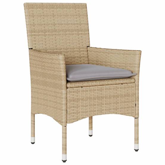 Lot de 2 Fauteuils de Repas Résine Tressée avec Coussins pour Table de Jardin Beige – ComfortXL Outdoor Living - Image 4