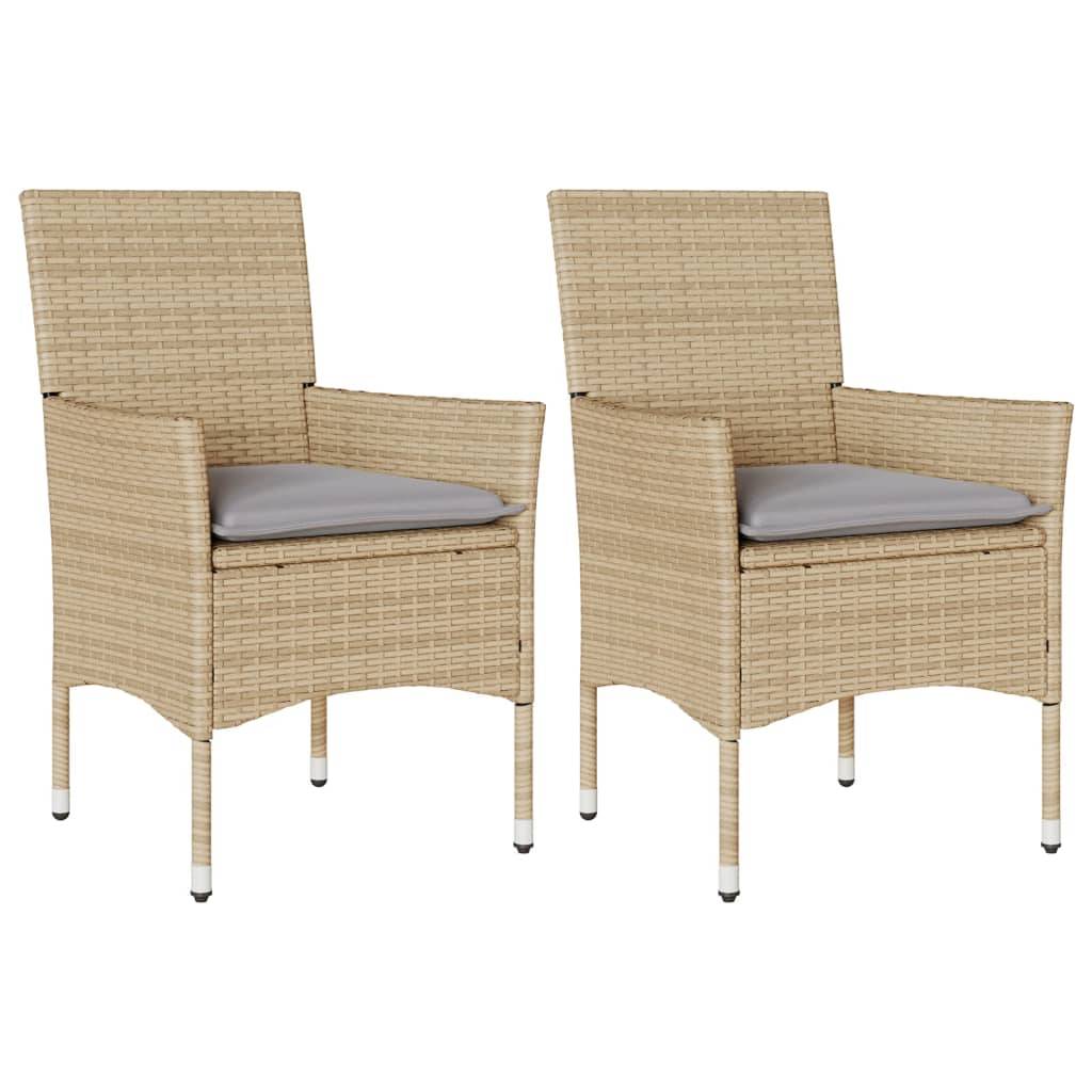 Lot de 2 Fauteuils de Repas Résine Tressée avec Coussins pour Table de Jardin Beige – ComfortXL Outdoor Living - Image 2