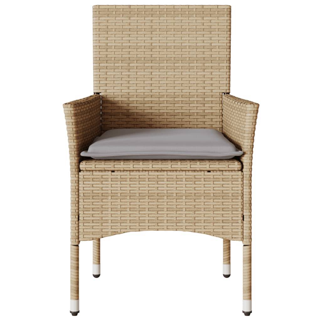Lot de 2 Fauteuils de Repas Résine Tressée avec Coussins pour Table de Jardin Beige – ComfortXL Outdoor Living - Image 5