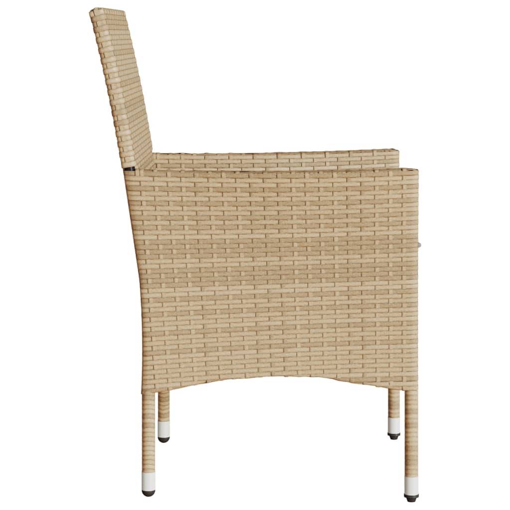 Lot de 2 Fauteuils de Repas Résine Tressée avec Coussins pour Table de Jardin Beige – ComfortXL Outdoor Living - Image 6