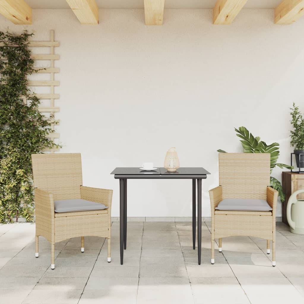 Lot de 2 Fauteuils de Repas Résine Tressée avec Coussins pour Table de Jardin Beige – ComfortXL Outdoor Living - Image 3