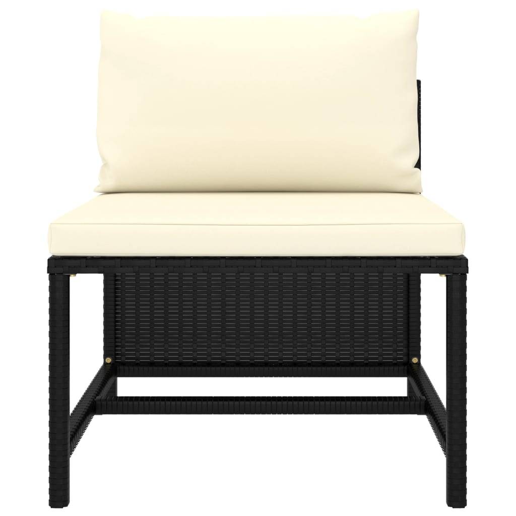 Helloshop26 - Salon de jardin meuble d'extérieur ensemble de mobilier 9 pièces avec coussins résine tressée noir - Image 5