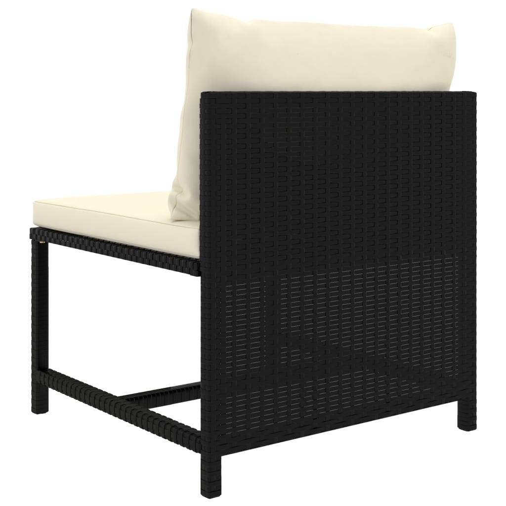 Helloshop26 - Salon de jardin meuble d'extérieur ensemble de mobilier 9 pièces avec coussins résine tressée noir - Image 8