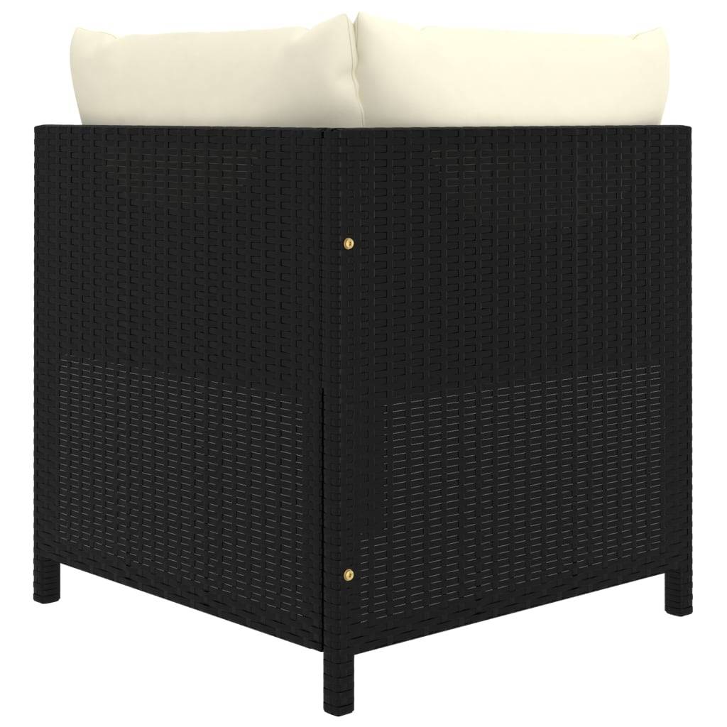 Helloshop26 - Salon de jardin meuble d'extérieur ensemble de mobilier 9 pièces avec coussins résine tressée noir - Image 7