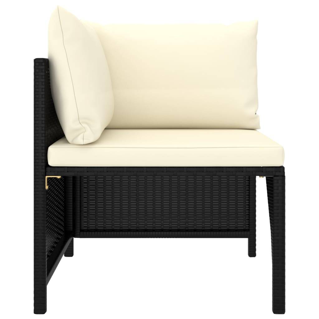 Helloshop26 - Salon de jardin meuble d'extérieur ensemble de mobilier 9 pièces avec coussins résine tressée noir - Image 6
