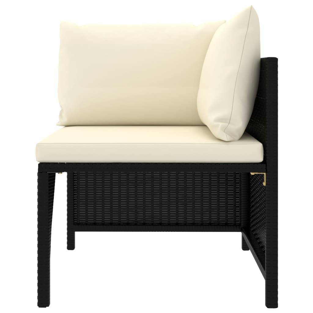 Helloshop26 - Salon de jardin meuble d'extérieur ensemble de mobilier 9 pièces avec coussins résine tressée noir - Image 3