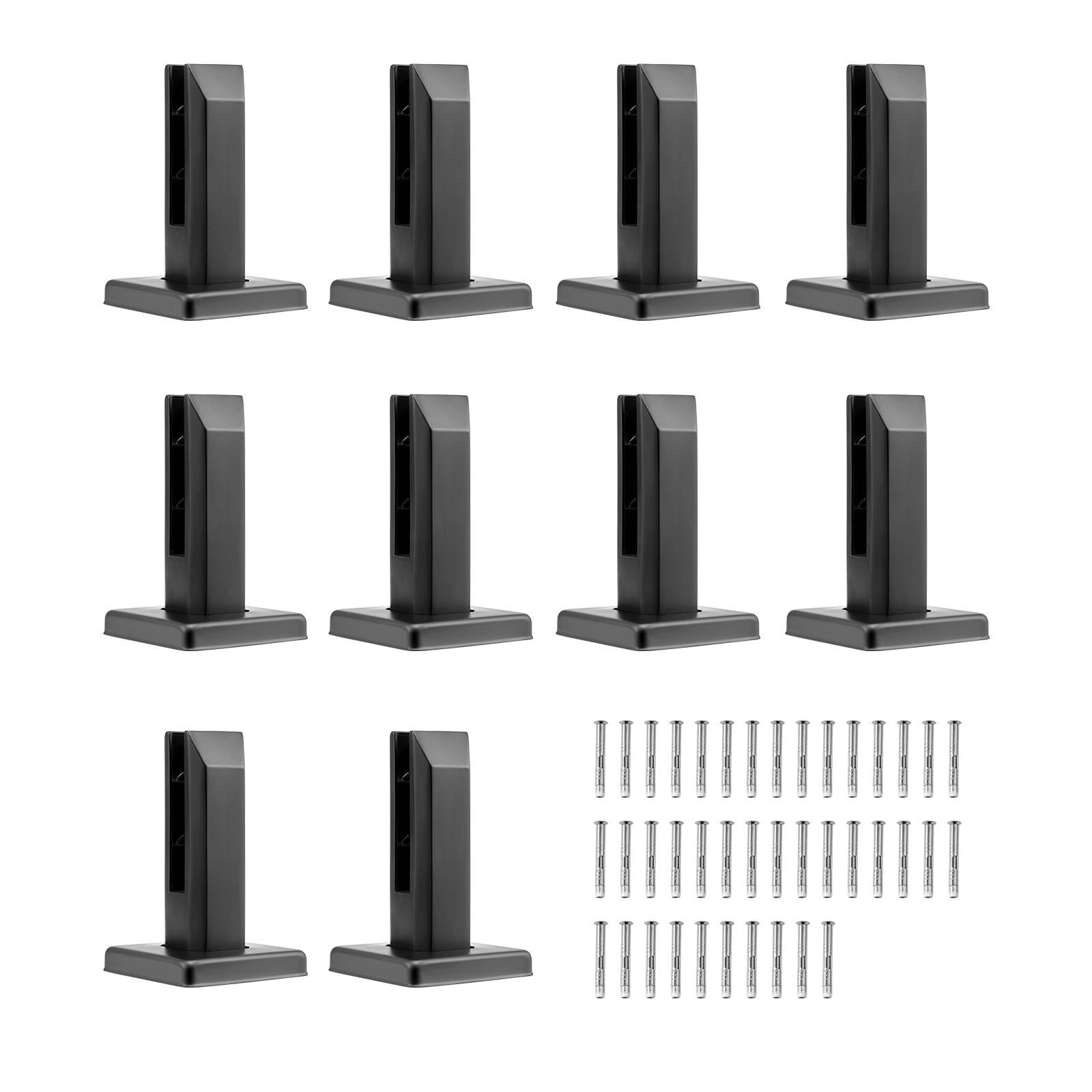 VEVOR Pinces verre carrées, 10 pcs, inox 304. Pour garde-corps verre 8-12 mm, balcon. - Image 1