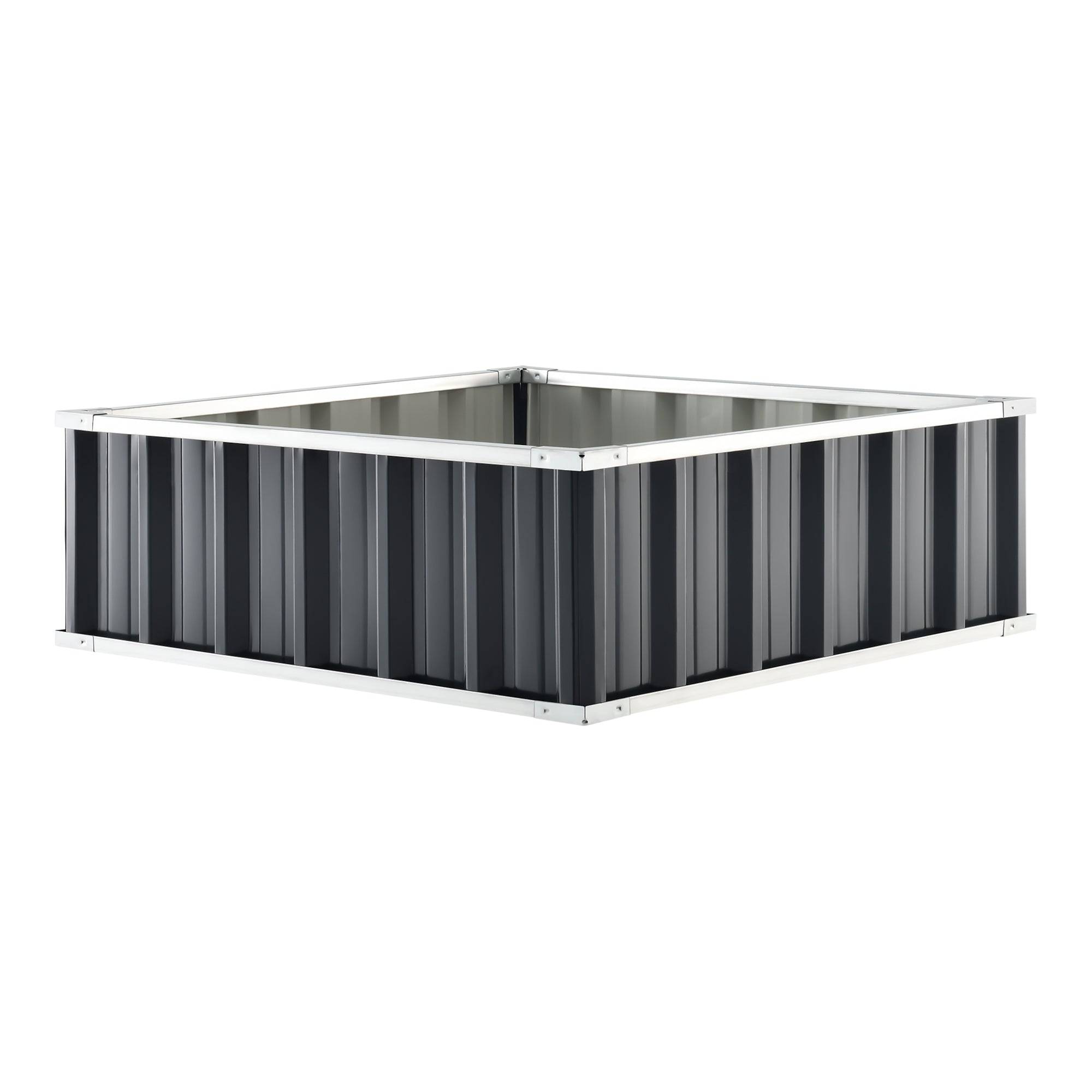 Jardinière carrée acier galvanisé 90 x 90 x 30 cm anthracite - Image 2