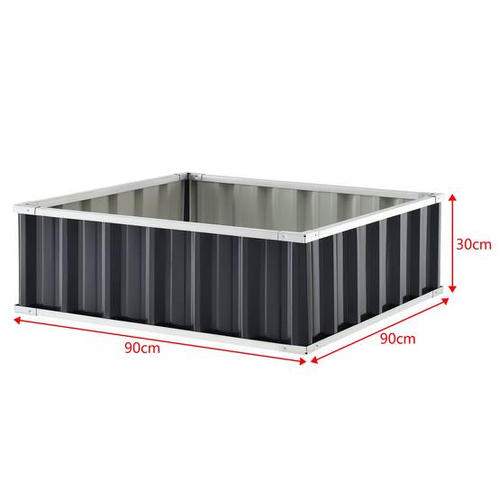 Jardinière carrée acier galvanisé 90 x 90 x 30 cm anthracite - Image 3