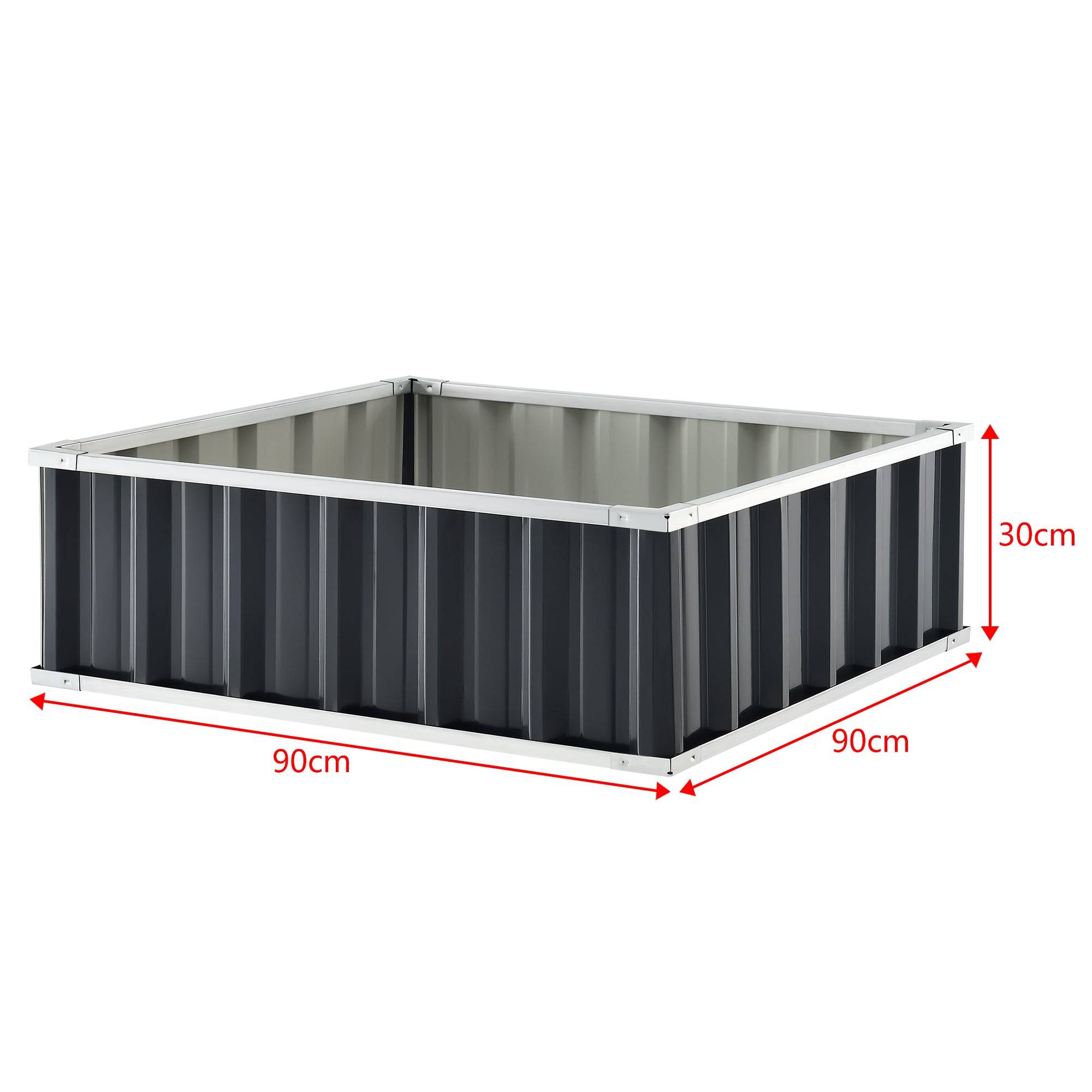 Jardinière carrée acier galvanisé 90 x 90 x 30 cm anthracite - Image 3