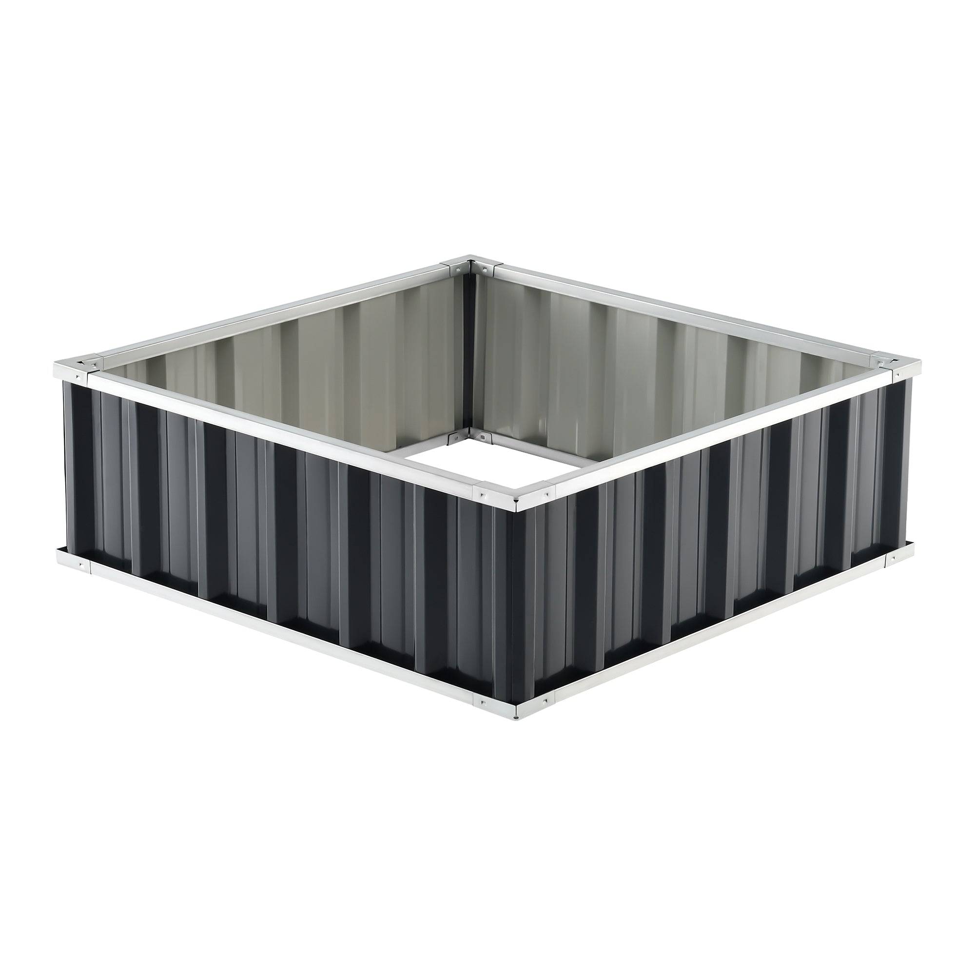 Jardinière carrée acier galvanisé 90 x 90 x 30 cm anthracite - Image 1