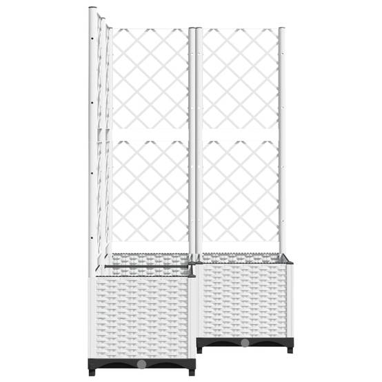 ComfortXL - Grande Jardinière avec Treillis Blanc en PP pour Brise-Vue Végétal 80x80x136cm - ComfortXL Outdoor Living - Image 4