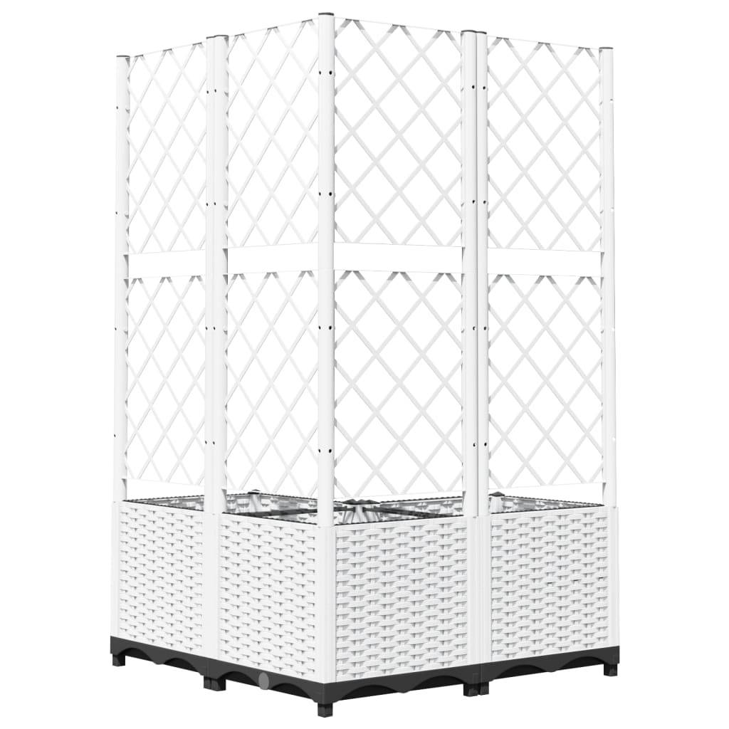 ComfortXL - Grande Jardinière avec Treillis Blanc en PP pour Brise-Vue Végétal 80x80x136cm - ComfortXL Outdoor Living - Image 6
