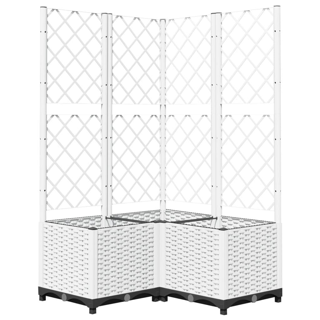 ComfortXL - Grande Jardinière avec Treillis Blanc en PP pour Brise-Vue Végétal 80x80x136cm - ComfortXL Outdoor Living - Image 2