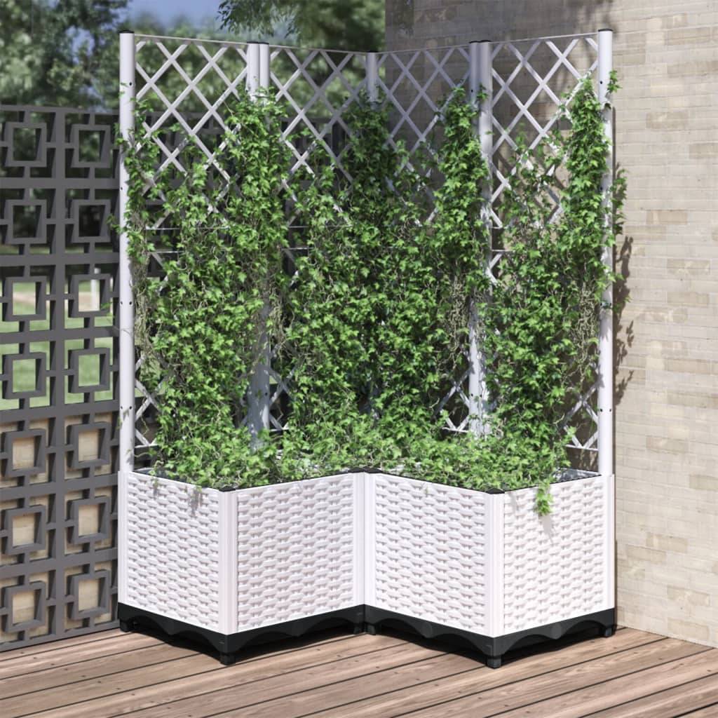 ComfortXL - Grande Jardinière avec Treillis Blanc en PP pour Brise-Vue Végétal 80x80x136cm - ComfortXL Outdoor Living - Image 1
