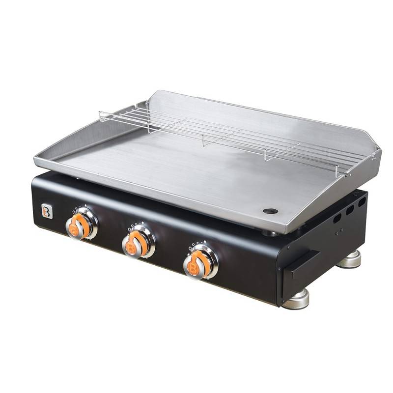 Brasero - Plancha au gaz BRASERO Silvia II G - 3 Brûleurs - 67 x 34 cm - Inox, Noir - Image 1