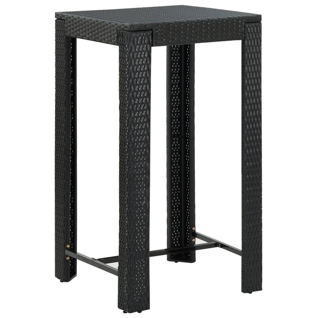 Maison Chic - Table d'extérieur - Table de bar de jardin - Table de jardin Noir 60,5x60,5x110,5 cm Résine tressée - Image 2