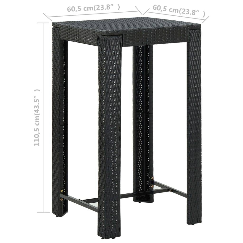 Maison Chic - Table d'extérieur - Table de bar de jardin - Table de jardin Noir 60,5x60,5x110,5 cm Résine tressée - Image 5