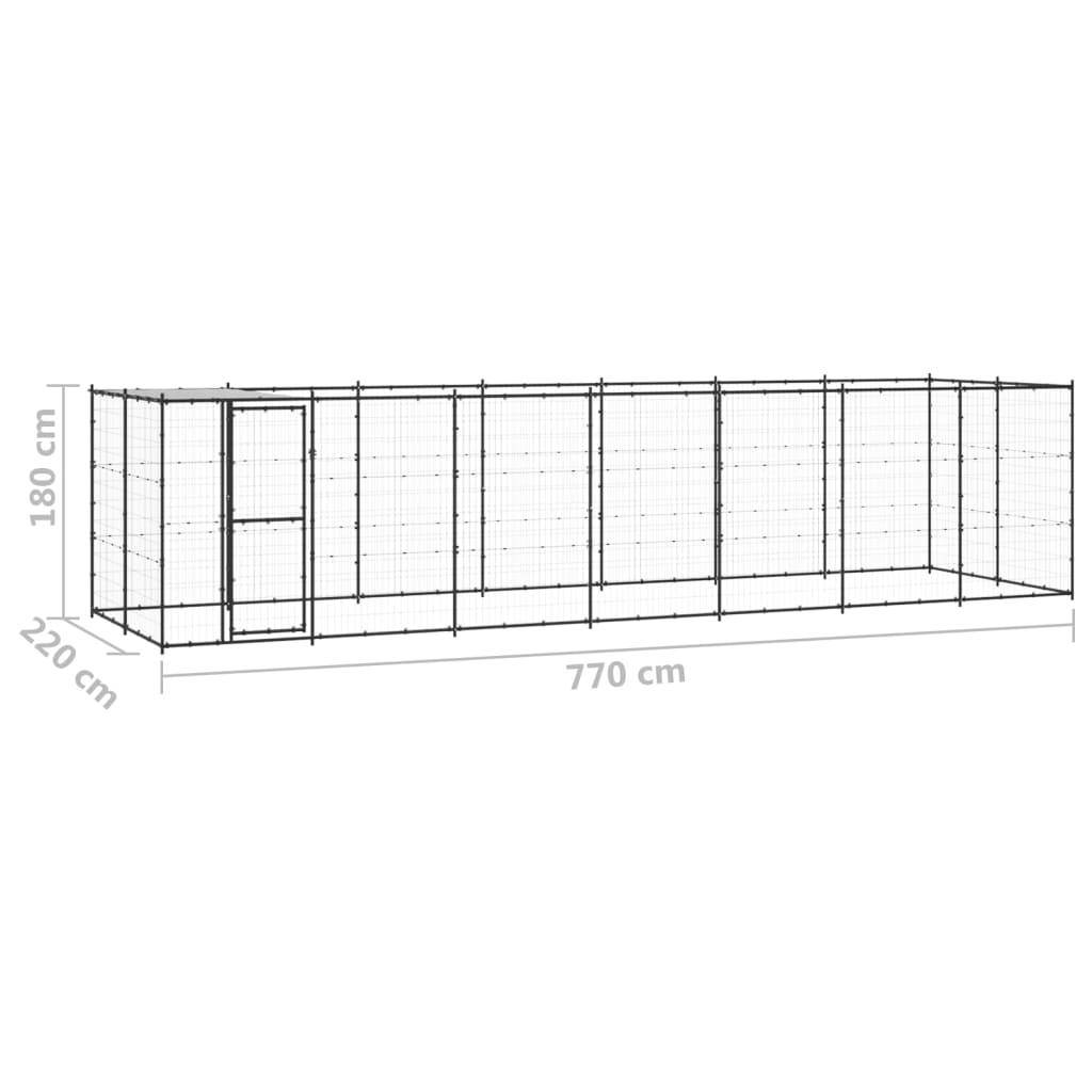 Helloshop26 - Chenil extérieur cage enclos parc animaux chien extérieur acier avec toit 16,94 m² - Image 2