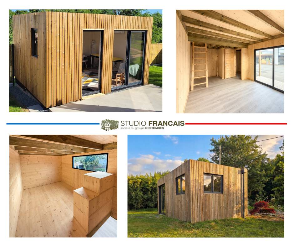 Studio de jardin bien isolé en bois 5,5 x 3,5 x 2,7 m / isolation RE2020 avec mezzanine et terrasse - Image 7