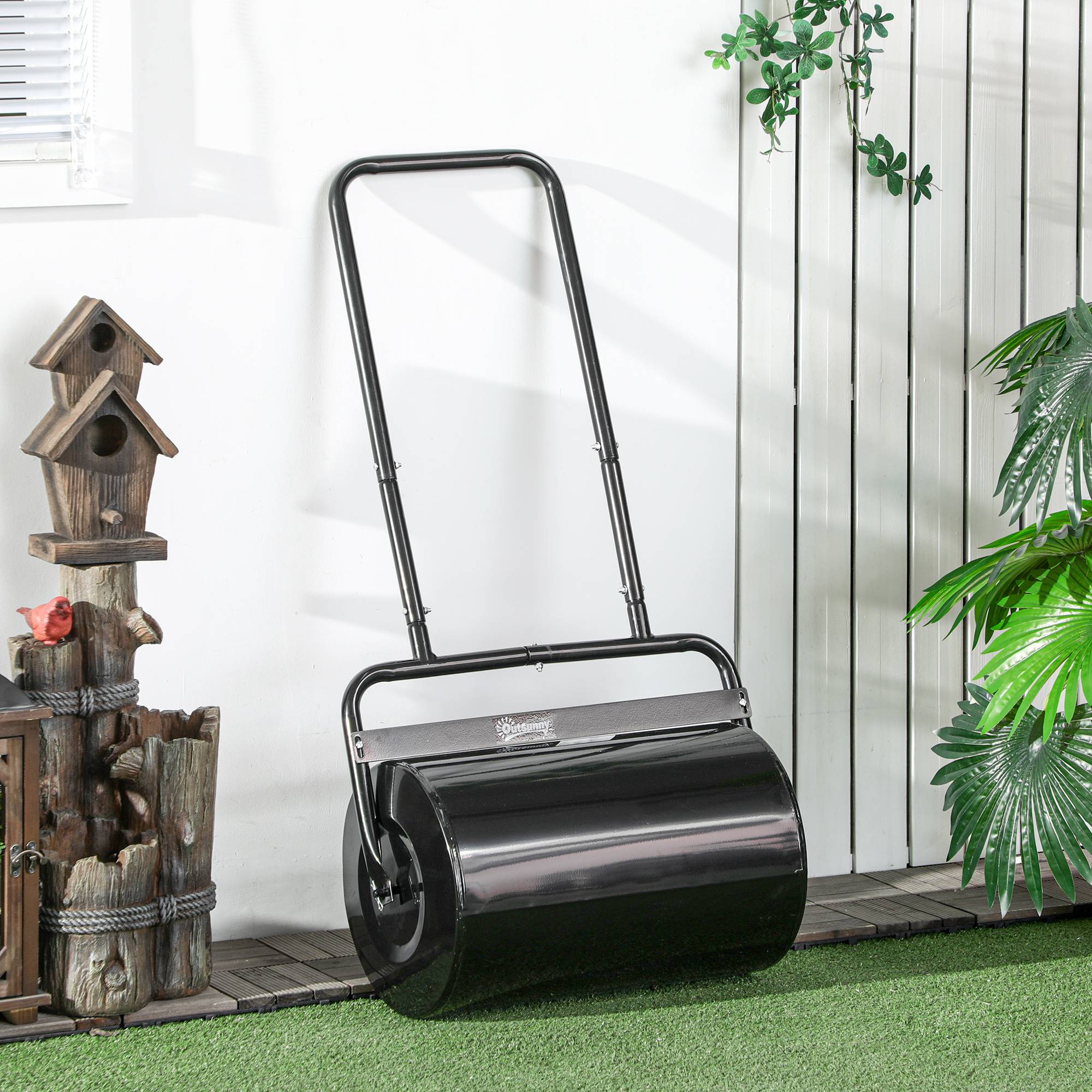ComfortXL - Rouleau à gazon acier noir 38 L 58 x 32,5 x 113 cm pour jardin compactage réglable - ComfortXL Outdoor Living - Image 4