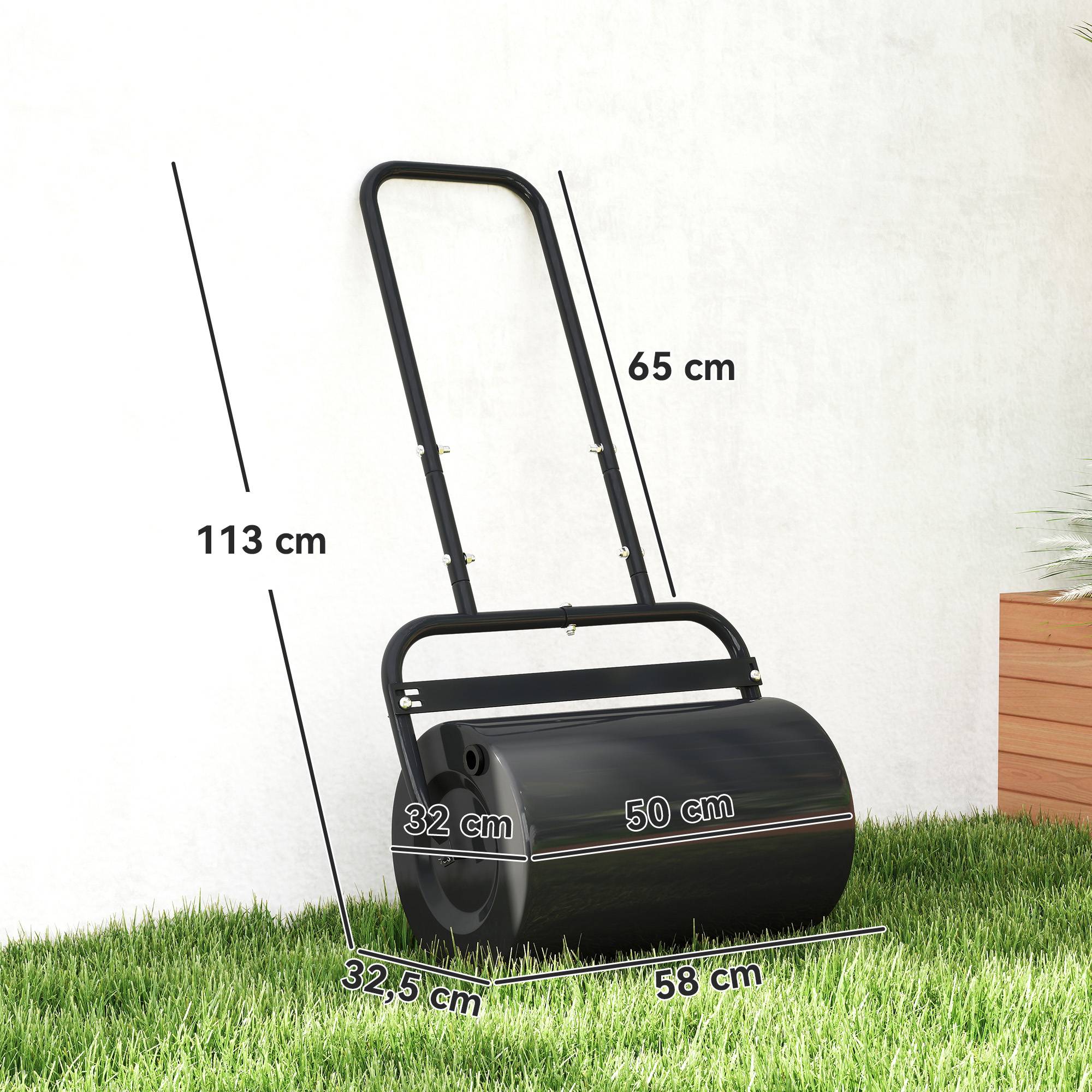 ComfortXL - Rouleau à gazon acier noir 38 L 58 x 32,5 x 113 cm pour jardin compactage réglable - ComfortXL Outdoor Living - Image 5