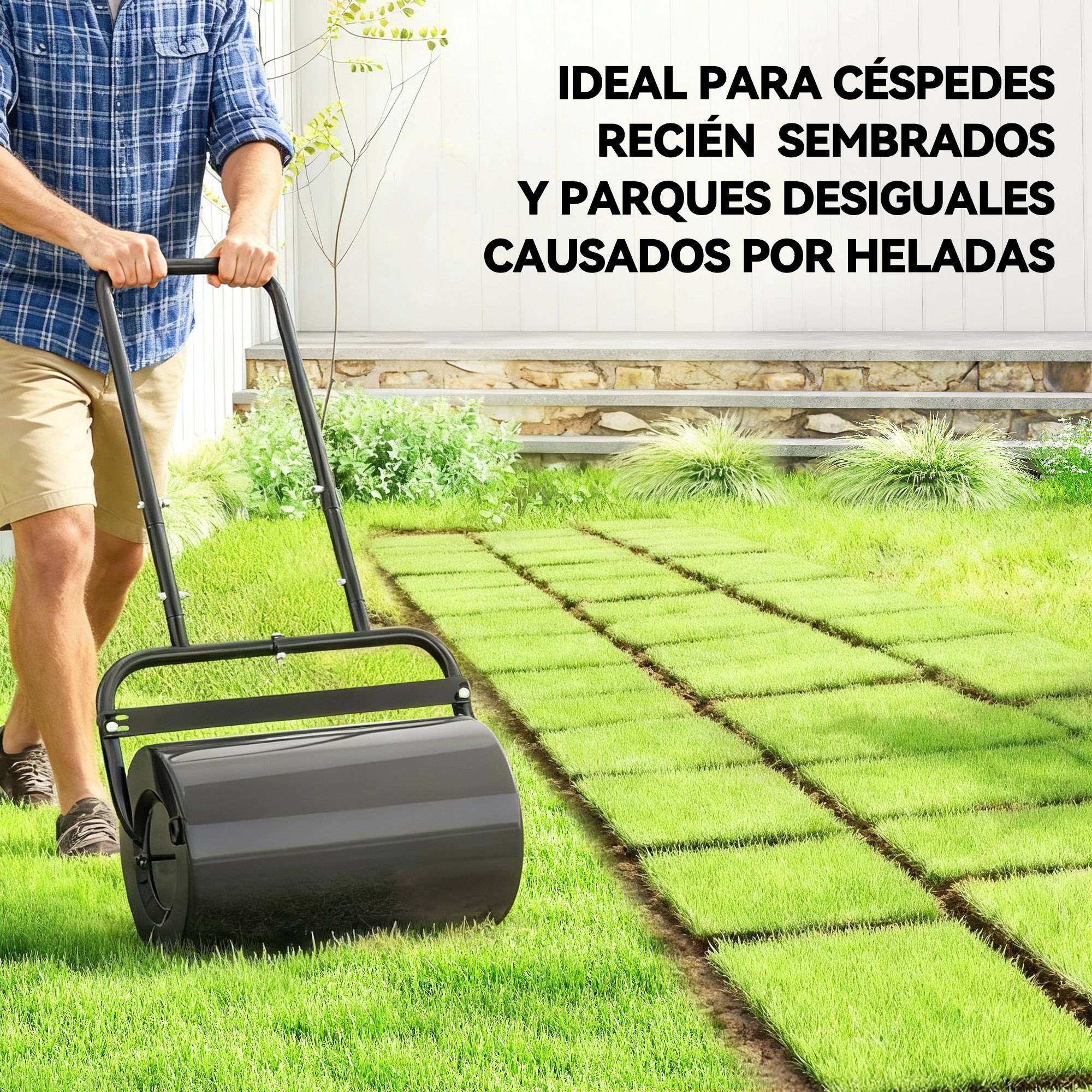 ComfortXL - Rouleau à gazon acier noir 38 L 58 x 32,5 x 113 cm pour jardin compactage réglable - ComfortXL Outdoor Living - Image 7