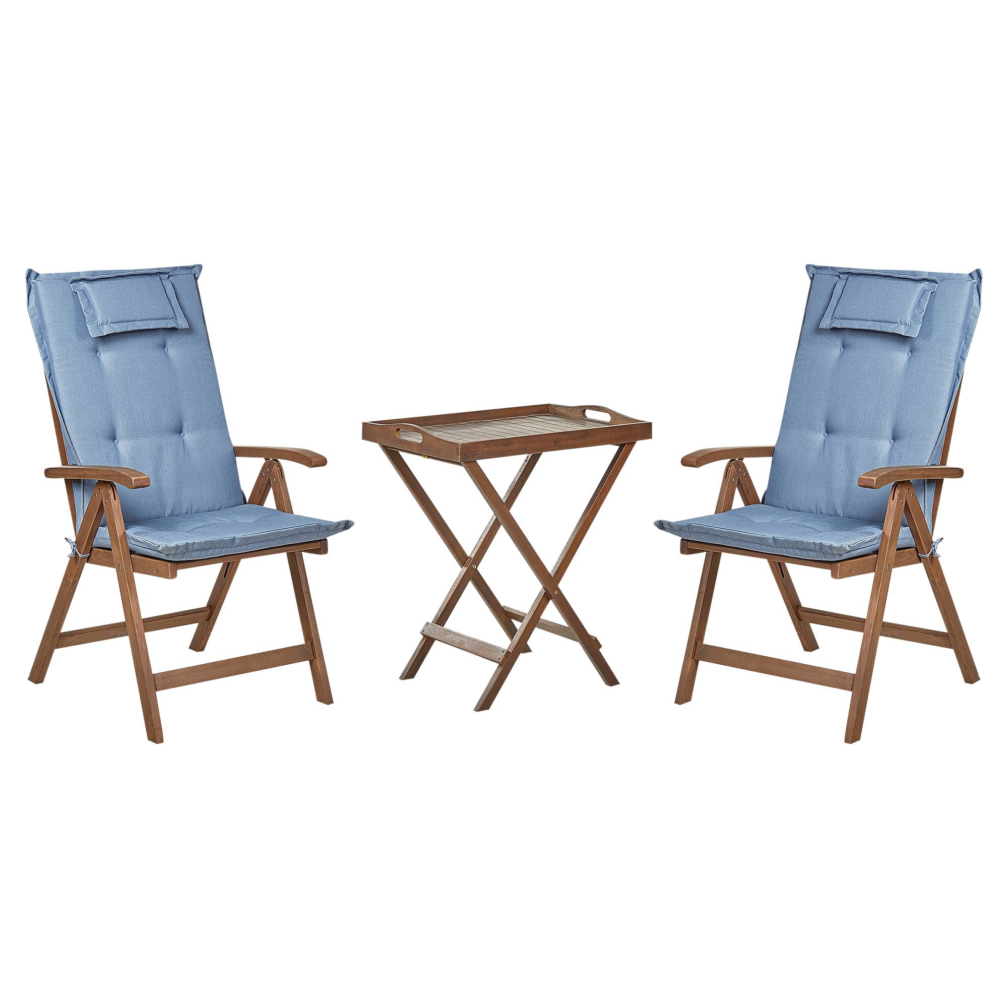 Beliani - Set de bistrot, 2 Personnes Acacia Bleu AMANTEA - Beliani - Image 2