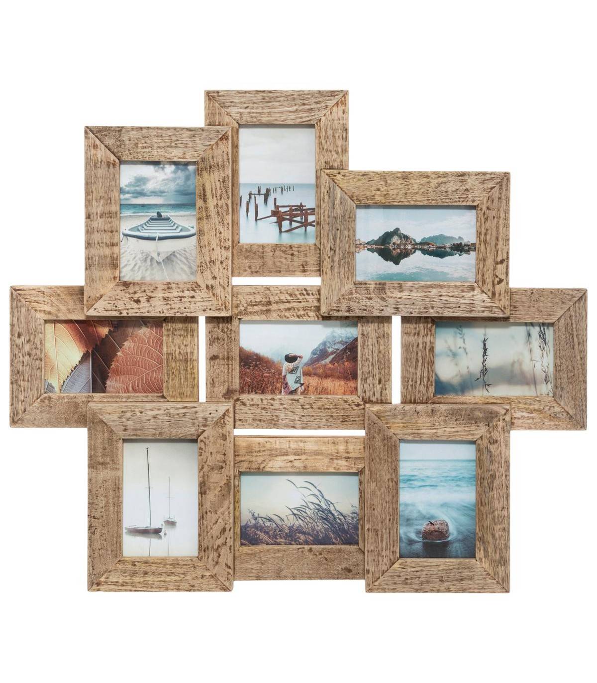 Cadre Pêle-mêle Multivues 9 photos en Bois de Manguier 69 x 60 cm - Image 1